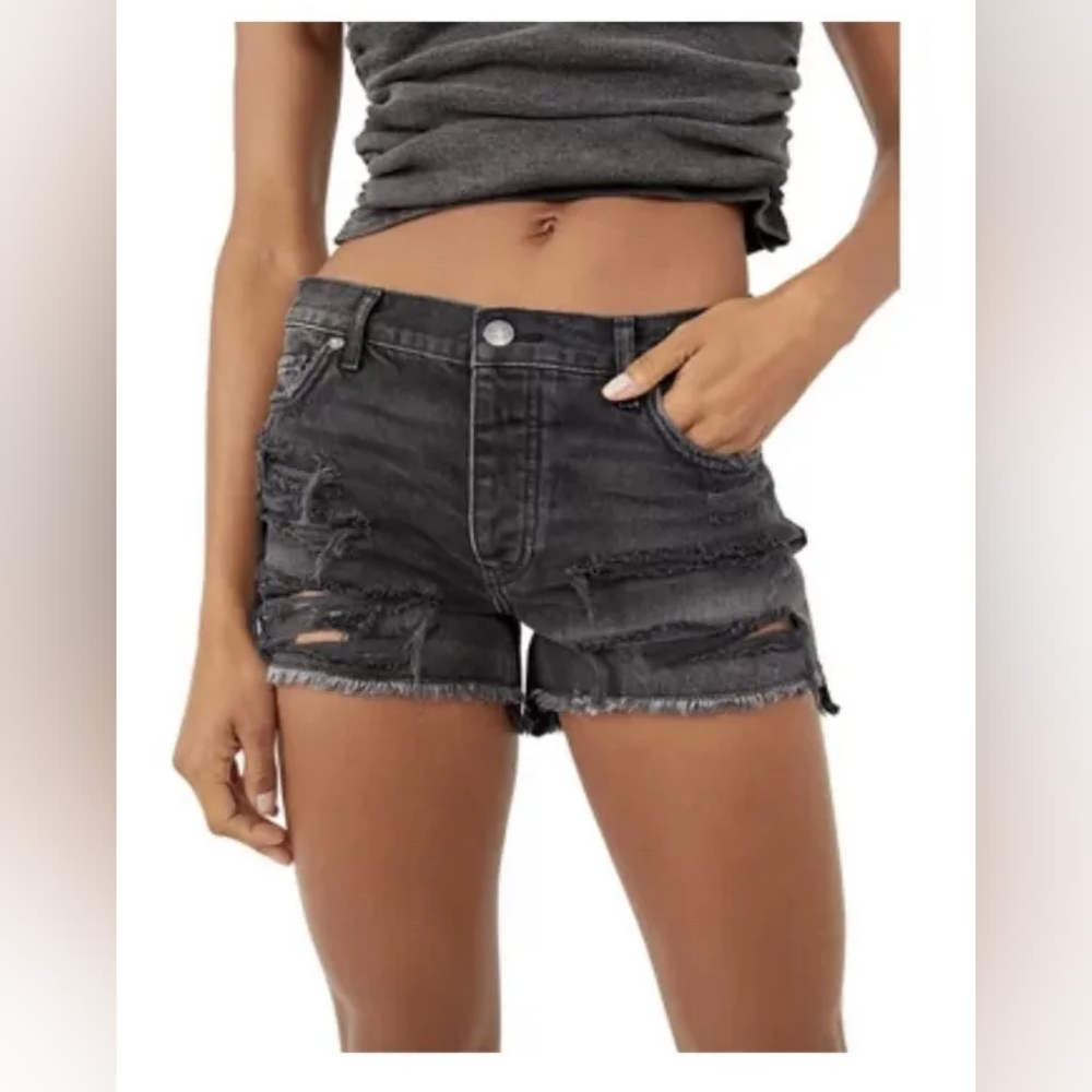 Free People Distressed Denim Shorts Size 24